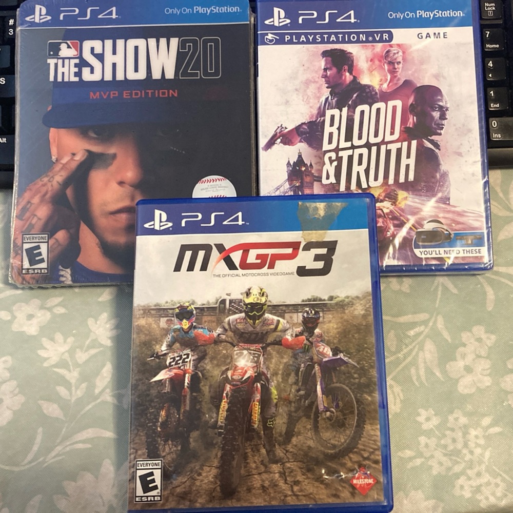 PS4 Game Bundle - MXGP 3, The Show 20 (MVP Edition), Blood & Truth VR